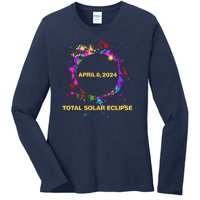 Cool Total Solar Eclipse April 8 2014 Paint Splatter Ladies Long Sleeve Shirt