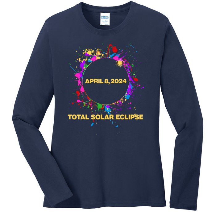 Cool Total Solar Eclipse April 8 2014 Paint Splatter Ladies Long Sleeve Shirt