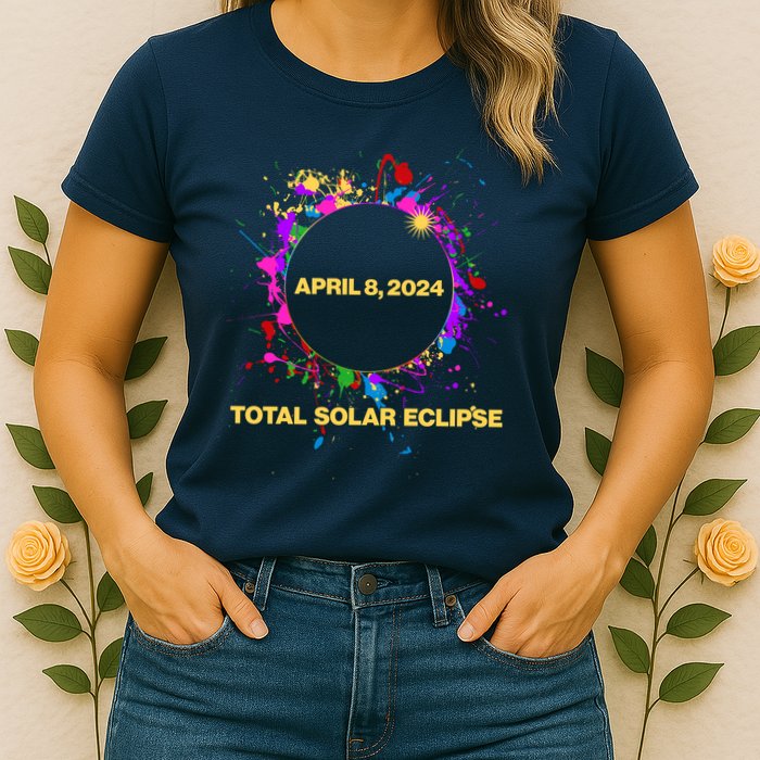 Cool Total Solar Eclipse April 8 2014 Paint Splatter Womens T-Shirt