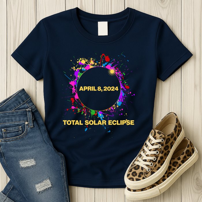 Cool Total Solar Eclipse April 8 2014 Paint Splatter Womens T-Shirt