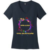 Cool Total Solar Eclipse April 8 2014 Paint Splatter Women's V-Neck T-Shirt