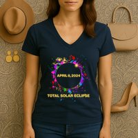 Cool Total Solar Eclipse April 8 2014 Paint Splatter Women's V-Neck T-Shirt