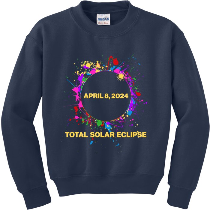 Cool Total Solar Eclipse April 8 2014 Paint Splatter Kids Sweatshirt