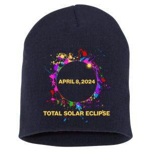 Cool Total Solar Eclipse April 8 2014 Paint Splatter Short Acrylic Beanie