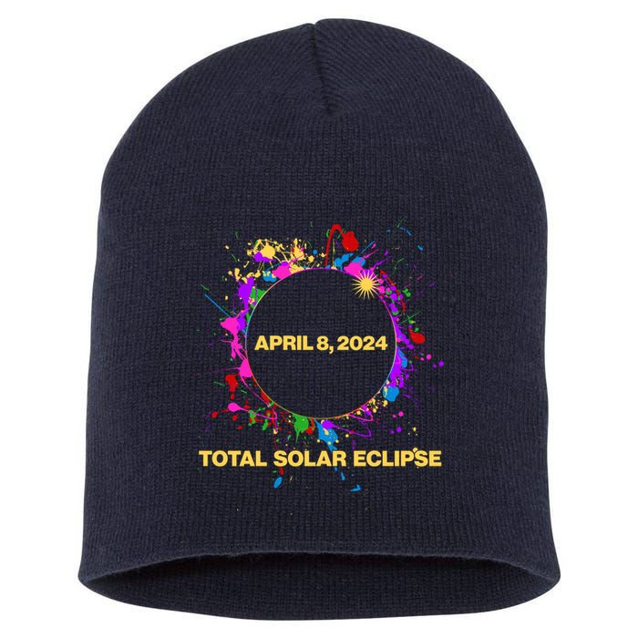 Cool Total Solar Eclipse April 8 2014 Paint Splatter Short Acrylic Beanie