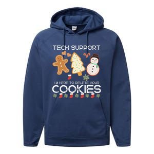 Christmas Tech Support Here To Delete Cookies Xmas Performance Fleece Hoodie