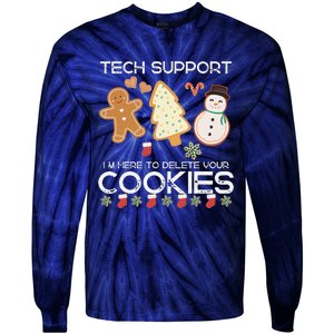 Christmas Tech Support Here To Delete Cookies Xmas Tie-Dye Long Sleeve Shirt