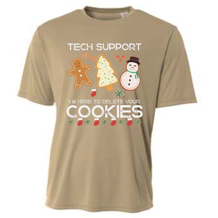 Christmas Tech Support Here To Delete Cookies Xmas Cooling Performance Crew T-Shirt