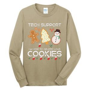 Christmas Tech Support Here To Delete Cookies Xmas Tall Long Sleeve T-Shirt