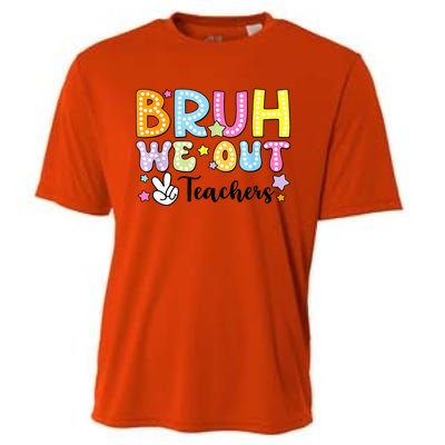 Cute Teacher Summer Bruh We Out Teachers End Of School Year Gift Cooling Performance Crew T-Shirt