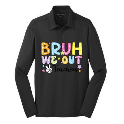 Cute Teacher Summer Bruh We Out Teachers End Of School Year Gift Silk Touch Performance Long Sleeve Polo