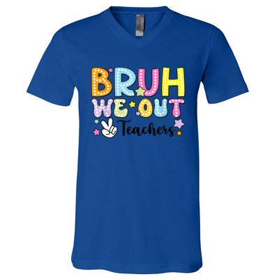 Cute Teacher Summer Bruh We Out Teachers End Of School Year Gift V-Neck T-Shirt