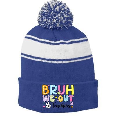 Cute Teacher Summer Bruh We Out Teachers End Of School Year Gift Stripe Pom Pom Beanie