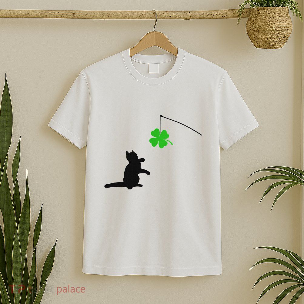 Cat Toy St Patricks Day Playful Four Leaf Clover T-Shirt