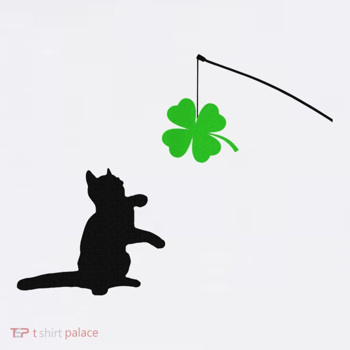 Cat Toy St Patricks Day Playful Four Leaf Clover Button