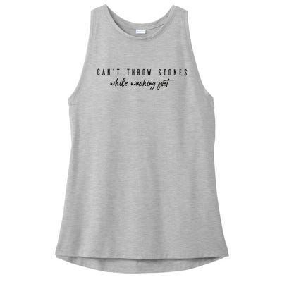 Cant Throw Stone While Washing Feet Christian Ladies PosiCharge Tri-Blend Wicking Tank