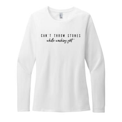 Cant Throw Stone While Washing Feet Christian Womens CVC Long Sleeve Shirt