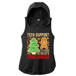 Christmas Tech Support Here To Delete Cookies Xmas Ladies PosiCharge Tri-Blend Wicking Draft Hoodie Tank