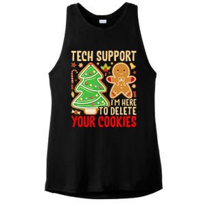 Christmas Tech Support Here To Delete Cookies Xmas Ladies PosiCharge Tri-Blend Wicking Tank