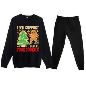 Christmas Tech Support Here To Delete Cookies Xmas Premium Crewneck Sweatsuit Set