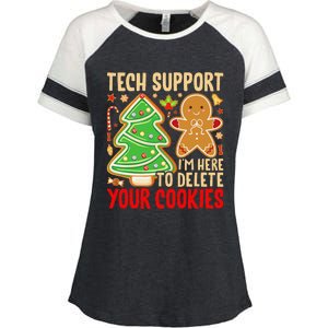 Christmas Tech Support Here To Delete Cookies Xmas Enza Ladies Jersey Colorblock Tee