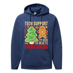 Christmas Tech Support Here To Delete Cookies Xmas Performance Fleece Hoodie