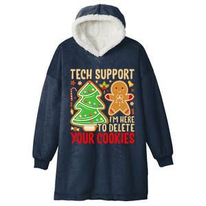 Christmas Tech Support Here To Delete Cookies Xmas Hooded Wearable Blanket