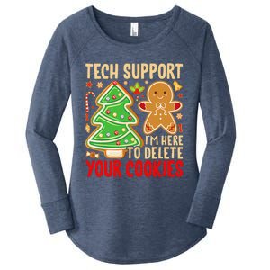 Christmas Tech Support Here To Delete Cookies Xmas Women's Perfect Tri Tunic Long Sleeve Shirt