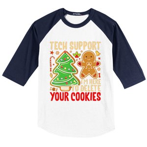 Christmas Tech Support Here To Delete Cookies Xmas Baseball Sleeve Shirt