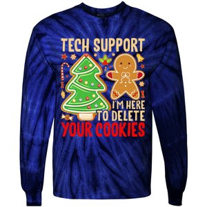 Christmas Tech Support Here To Delete Cookies Xmas Tie-Dye Long Sleeve Shirt