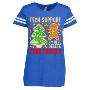 Christmas Tech Support Here To Delete Cookies Xmas Enza Ladies Jersey Football T-Shirt