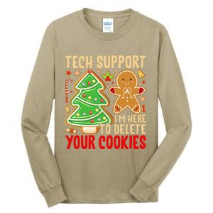 Christmas Tech Support Here To Delete Cookies Xmas Tall Long Sleeve T-Shirt