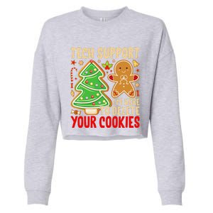 Christmas Tech Support Here To Delete Cookies Xmas Cropped Pullover Crew