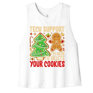 Christmas Tech Support Here To Delete Cookies Xmas Women's Racerback Cropped Tank