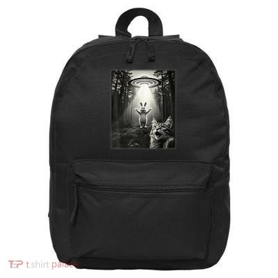 Cat Taking Selfie UFO Easter Bunny 16 in Basic Backpack