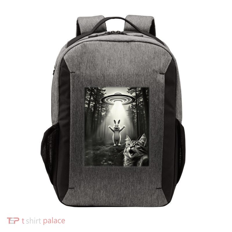 Cat Taking Selfie UFO Easter Bunny Vector Backpack