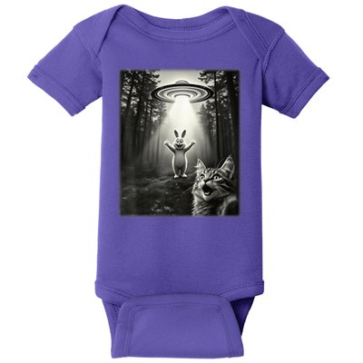 Cat Taking Selfie UFO Easter Bunny Baby Bodysuit