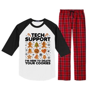 Christmas Tech Support Here To Delete Your Cookies Xmas Cool Raglan Sleeve Pajama Set