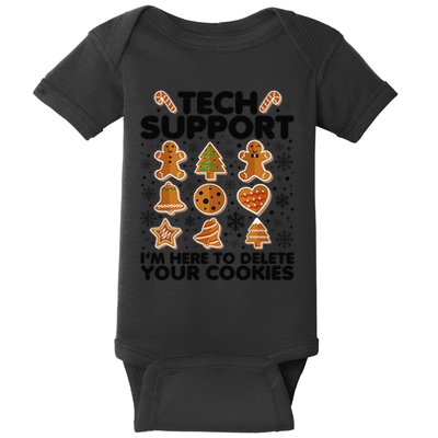Christmas Tech Support Here To Delete Your Cookies Xmas Cool Baby Bodysuit
