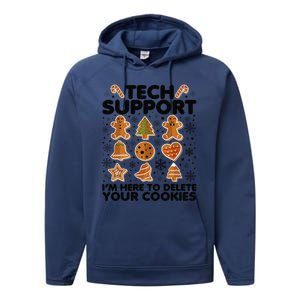 Christmas Tech Support Here To Delete Your Cookies Xmas Cool Performance Fleece Hoodie