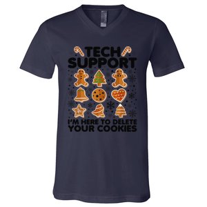 Christmas Tech Support Here To Delete Your Cookies Xmas Cool V-Neck T-Shirt