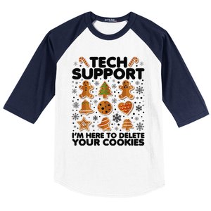 Christmas Tech Support Here To Delete Your Cookies Xmas Cool Baseball Sleeve Shirt