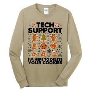 Christmas Tech Support Here To Delete Your Cookies Xmas Cool Tall Long Sleeve T-Shirt