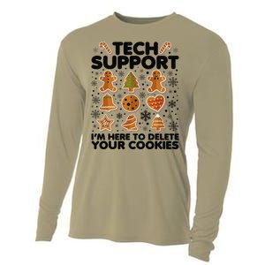 Christmas Tech Support Here To Delete Your Cookies Xmas Cool Cooling Performance Long Sleeve Crew