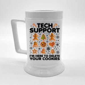 Christmas Tech Support Here To Delete Your Cookies Xmas Cool Beer Stein