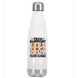 Christmas Tech Support Here To Delete Your Cookies Xmas Cool Stainless Steel Insulated Water Bottle