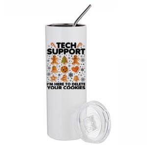 Christmas Tech Support Here To Delete Your Cookies Xmas Cool Stainless Steel Tumbler