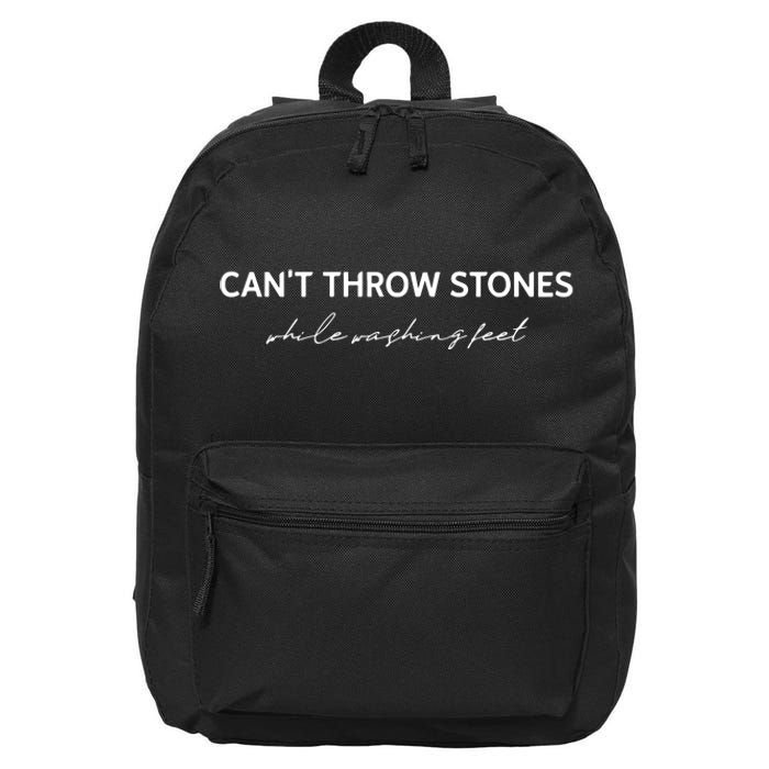 Cant Throw Stones While Washing Feet 16 in Basic Backpack