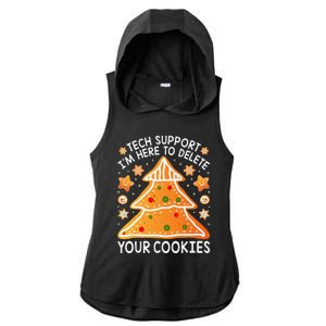 Christmas Tech Support Here To Delete Cookies Xmas Ladies PosiCharge Tri-Blend Wicking Draft Hoodie Tank