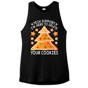 Christmas Tech Support Here To Delete Cookies Xmas Ladies PosiCharge Tri-Blend Wicking Tank